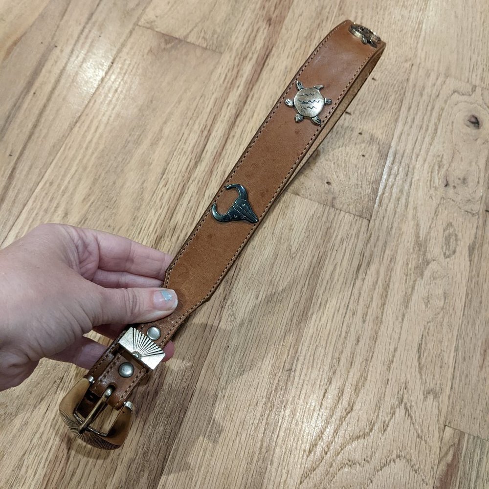 Vintage Silver Creek Leather & Detailed Silver Belt